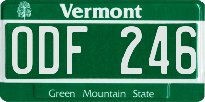 VT license plate ODF246
