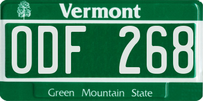 VT license plate ODF268