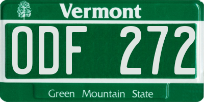 VT license plate ODF272