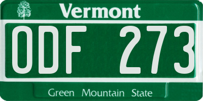 VT license plate ODF273
