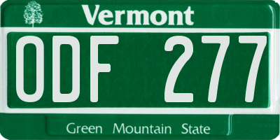 VT license plate ODF277