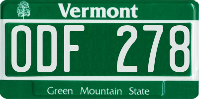 VT license plate ODF278