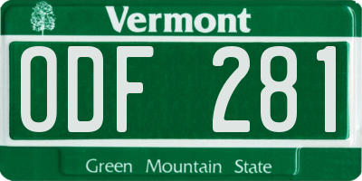 VT license plate ODF281