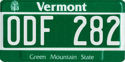 VT license plate ODF282