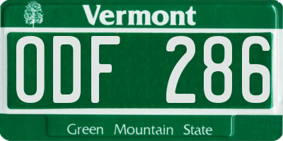 VT license plate ODF286