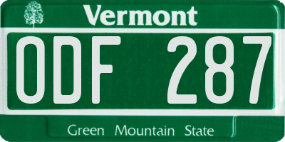 VT license plate ODF287