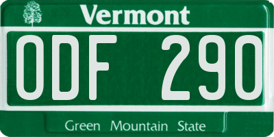 VT license plate ODF290
