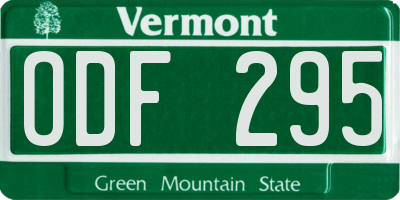 VT license plate ODF295