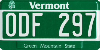 VT license plate ODF297