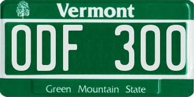 VT license plate ODF300