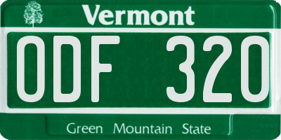 VT license plate ODF320
