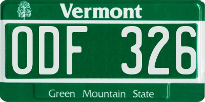 VT license plate ODF326
