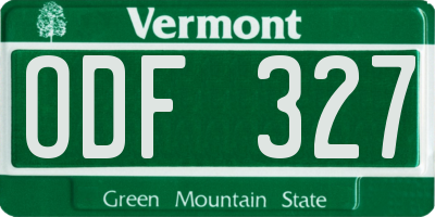 VT license plate ODF327