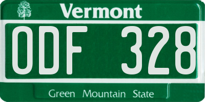 VT license plate ODF328