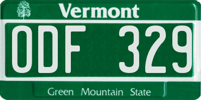 VT license plate ODF329