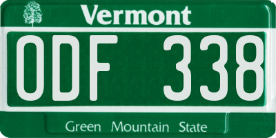VT license plate ODF338