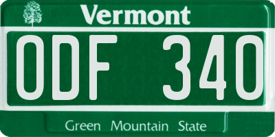 VT license plate ODF340