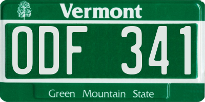 VT license plate ODF341