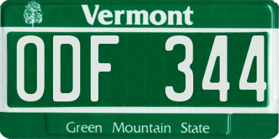 VT license plate ODF344