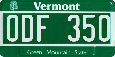 VT license plate ODF350