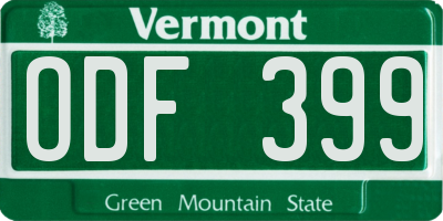 VT license plate ODF399