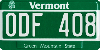 VT license plate ODF408
