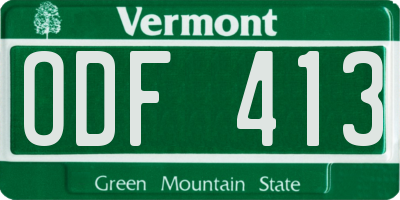 VT license plate ODF413