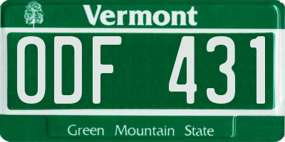 VT license plate ODF431