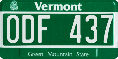 VT license plate ODF437