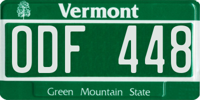 VT license plate ODF448