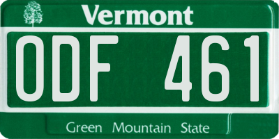 VT license plate ODF461