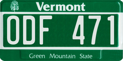 VT license plate ODF471
