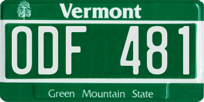 VT license plate ODF481