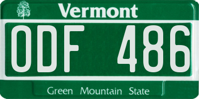 VT license plate ODF486