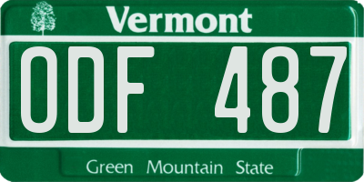 VT license plate ODF487