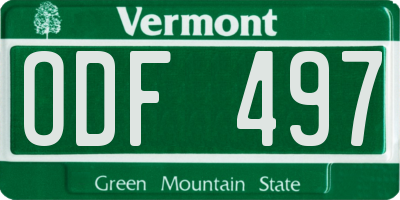 VT license plate ODF497