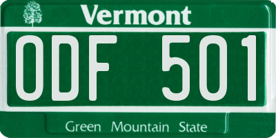VT license plate ODF501