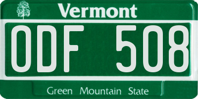 VT license plate ODF508