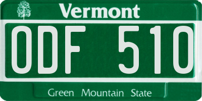 VT license plate ODF510