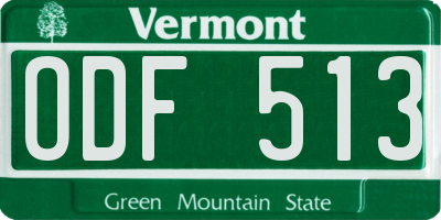 VT license plate ODF513