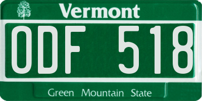 VT license plate ODF518