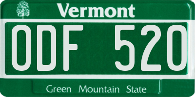 VT license plate ODF520