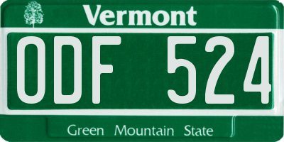 VT license plate ODF524