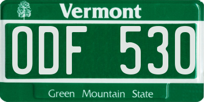 VT license plate ODF530