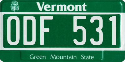 VT license plate ODF531