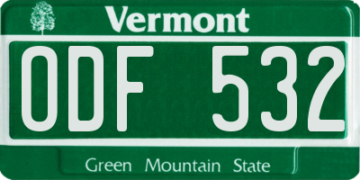 VT license plate ODF532
