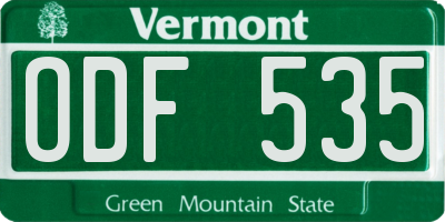 VT license plate ODF535
