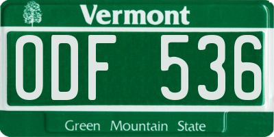 VT license plate ODF536