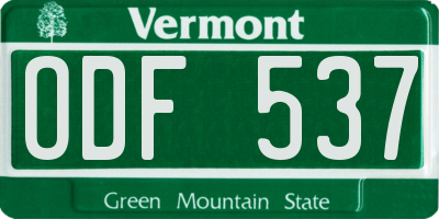 VT license plate ODF537