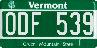 VT license plate ODF539